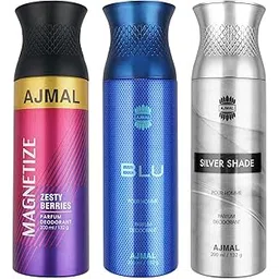 Ajmal 1 Magnetize for Men & Women, 1 Blu Homme for Men and 1 Silver Shade for Men Deodorants each 200ML Combo pack of 3 (Total 600ML)-picture-52