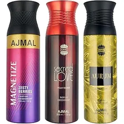 AJMAL 1 Magnetize Spray For Men & Women, 1 Sacred Love For Women And 1 Aurum Femme For Women Deodorants Each 200Ml Combo Pack Of 3 (Total 600Ml)-picture-17