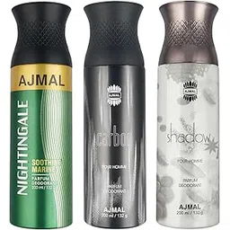 Ajmal 1 Nightingale for Men & Women, 1 Ajmal Carbon for Men and 1 Shadow Him for Men Deodorants each 200ML Combo pack of 3 (Total 600ML)-image-49
