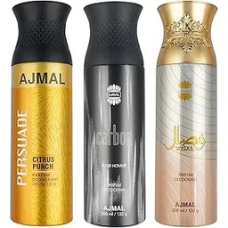 Ajmal 1 Persuade for Men & Women, 1 Ajmal Carbon for Men and 1 Wisal for Women Deodorants each 200ML Combo pack of 3 (Total 600ML)-image-11