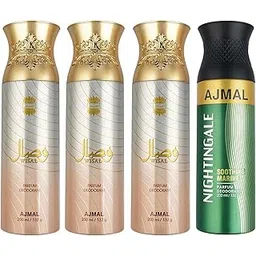 Ajmal 3 Wisal for Women and 1 Nightingale for Men & Women Deodorants each 200ML Combo pack of 4 (Total 800ML) (3Wis_Night_Deo)-image-13
