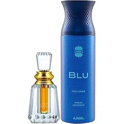 Ajmal Oudh Mukhallat Concentrated Perfume Oil Oriental Oudhy Alcohol-free Attar 6ml for Unisex and Blu Homme Deodorant Aquatic Woody Fragrance 200ml for Men FREE-picture-45