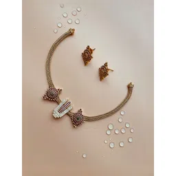 Ajrang Gold-Plated Artificial Stones Studded Govinda Namalu Jewellery Set image 4