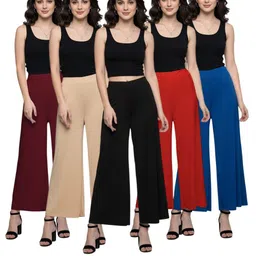 ak shamshahid garments Pack of 5 Regular Fit Palazzos For Casual Wear | Everyday Wear Women Pyjama Women Pyjama-picture-23