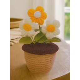 Akaar Cream-Coloured 1 Pieces Daisy Artificial Flower With Pot-picture-22