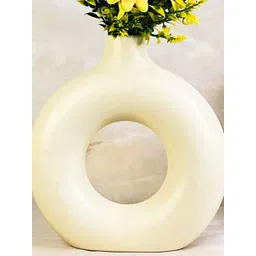 Akaar Decor Cream & Yellow Sunflower Bunch Artificial Flower with Donut Pot image 2