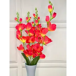 Akaar Orange Colored & Green Gladiolus Artificial Flowers-picture-18
