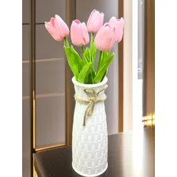 Akaar Pink 5 Pieces Tulip Artificial Flower With Pot-picture-14