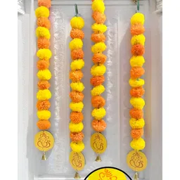 Akaar Yellow & Orange-Coloured 4 Pcs Ganesha Marigold Hangings-picture-29