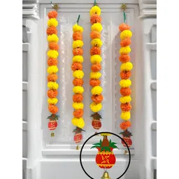 Akaar Yellow & Orange-Coloured 4-Pcs Kalash Marigold Hangings-picture-10