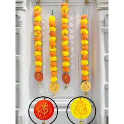 Akaar Yellow & Orange-Coloured 4-Pcs Om & Ganesha Hanging Garlands-picture-36