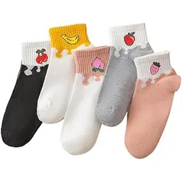 akado Fruit Cartoon Beautiful Ankle Length No Show Low Cut Trendy Free Size Sock Printed Funky Socks-Unisex Ankle-Length Socks Women's and Girl's (Multicolor) (Pack Of 5)-picture-36