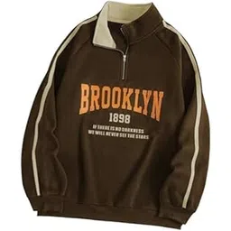 akar Men's Brooklyn Quarter-Zip Sweatshirt, Cotton Blend Fleece, Regular Fit, Grey, High Neck with Graphic Print-picture-21