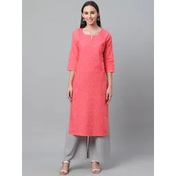 akheri Women Pink Chikankari Embroidered Straight Kurta-picture-15