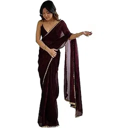 akhilam Women's Chiffon Checkered Printed Saree With Unstitched Blouse Piece (AARYAN18501_KR_Parent)-picture-23