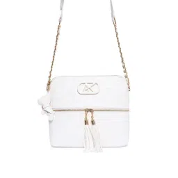AKIKI LONDON White HATTON 24 Logo Medium Leather Cross Body Bag-picture-27