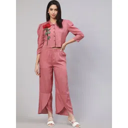 AKIMIA Floral Embroidered Applique Detailed Shirt With Trouser-picture-14
