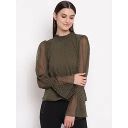 AKIMIA Women Olive Green Solid Blouson Top-picture-18