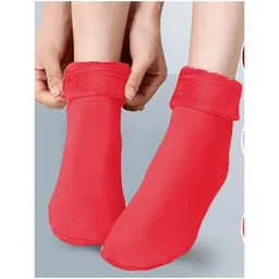 Akinos Kids Cotton Fleece Solid Socks - Red-picture-25