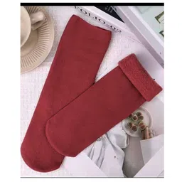 Akinos Kids Cotton Fleece Solid Socks - Wine Red-picture-28