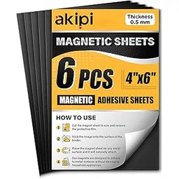 Akipi Flexible Magnetic Sheets (Pack of 6, 4x6 Inch, 0.5mm) | Self-Adhesive Peel & Stick Magnets for Photos, Crafts & DIY | Easy to Cut & Use-picture-25
