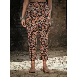 Akiso Black Block Printed Cotton Straight Pants-picture-12