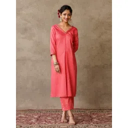 Akiso Coral Parv Front Pleat Solid Kurta-picture-26