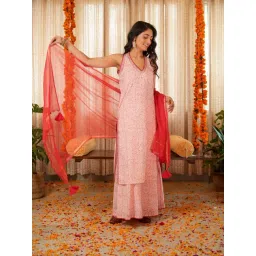 Akiso Red Cotton Kota Doria Dupatta with Scalloped Embroidered Edges with Tassel Details-picture-48