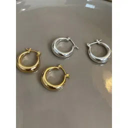 AKISON JEWELS Gold & Silver Classic Hoop Earrings-picture-22