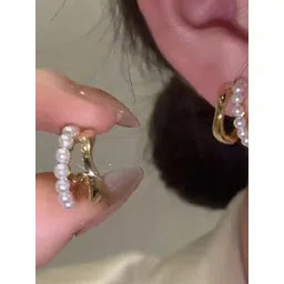 AKISON JEWELS Gold-Plated Pearls Hoop Earrings-picture-19