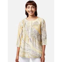 AKKRITI BY PANTALOONS Abstract Printed Cotton Round Neck Tunic-picture-36