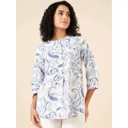 Akkriti by Pantaloons Blue Cotton Printed A Line Short Kurti-picture-16