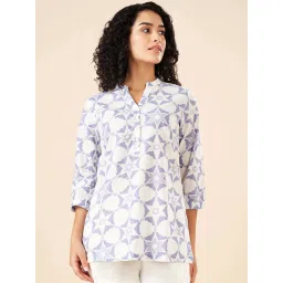 Akkriti by Pantaloons Blue Cotton Printed A Line Short Kurti image 1