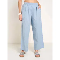 Akkriti By Pantaloons Blue Cotton Relaxed Fit Trousers-picture-40