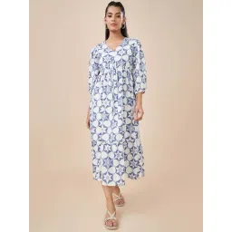 Akkriti by Pantaloons Blue Plain A-Line Dress-picture-42