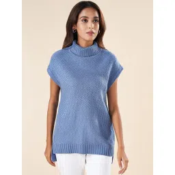 Akkriti by Pantaloons Blue Self Pattern Sweater-picture-17