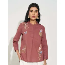 Akkriti By Pantaloons Brown Regular Fit Embroidered Tunic-picture-47