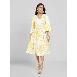 Akkriti By Pantaloons Buff Yellow Cotton Regular Fit Printed Dress-picture-44