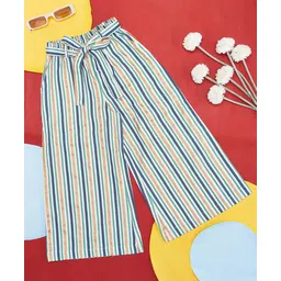 Akkriti by Pantaloons Cotton Flax Striped Palazzo - Sea Green-picture-19