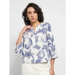 Akkriti By Pantaloons Deja Vu Blue Cotton Regular Fit Printed Top-picture-30