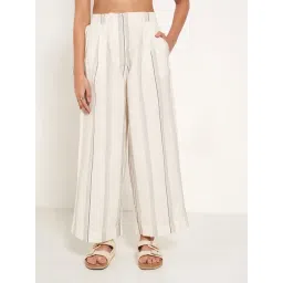 Akkriti By Pantaloons Ecru Melange Cotton Relaxed Fit Tie - Dye Trousers-picture-12