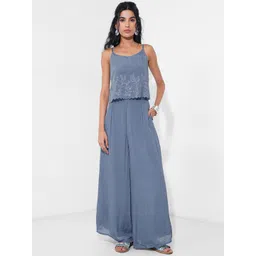 AKKRITI BY PANTALOONS Floral Embroidered Top With Palazzos Co-Ords-picture-11