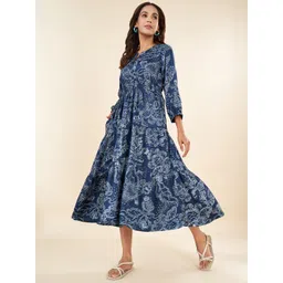 AKKRITI BY PANTALOONS Floral Print Fit & Flare Midi Dress-picture-21