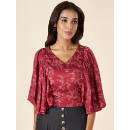 AKKRITI BY PANTALOONS Floral Print Flared Sleeve Cape Top-picture-39