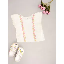 AKKRITI BY PANTALOONS Floral Print Flutter Sleeve Cotton Top-picture-31