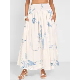 AKKRITI BY PANTALOONS Floral Printed Cotton Flared Maxi Skirt-picture-36