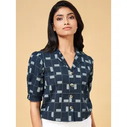 AKKRITI BY PANTALOONS Geometric Printed Cotton Shirt Style Top-picture-37