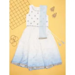 Akkriti by Pantaloons Girls Amethyst & Blue Cotton Embroidery Lehenga Cholis-picture-15