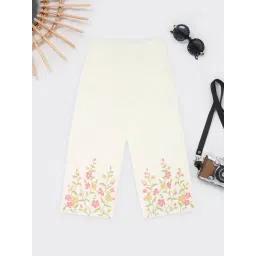 Akkriti by Pantaloons Girls Bright White Embroidery Pants-picture-12