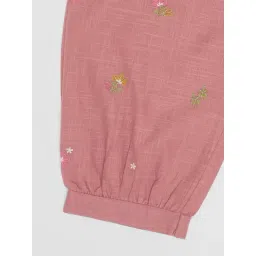 Akkriti by Pantaloons Girls Coral Pink Embroidery Pants image 4